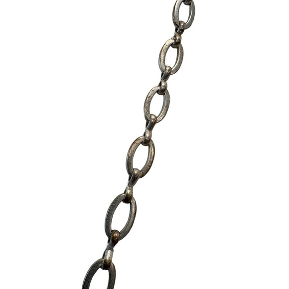 Chicos Long Silver-Tone Geometric Link Necklace With Unique Shapes 44” - Picture 3 of 6